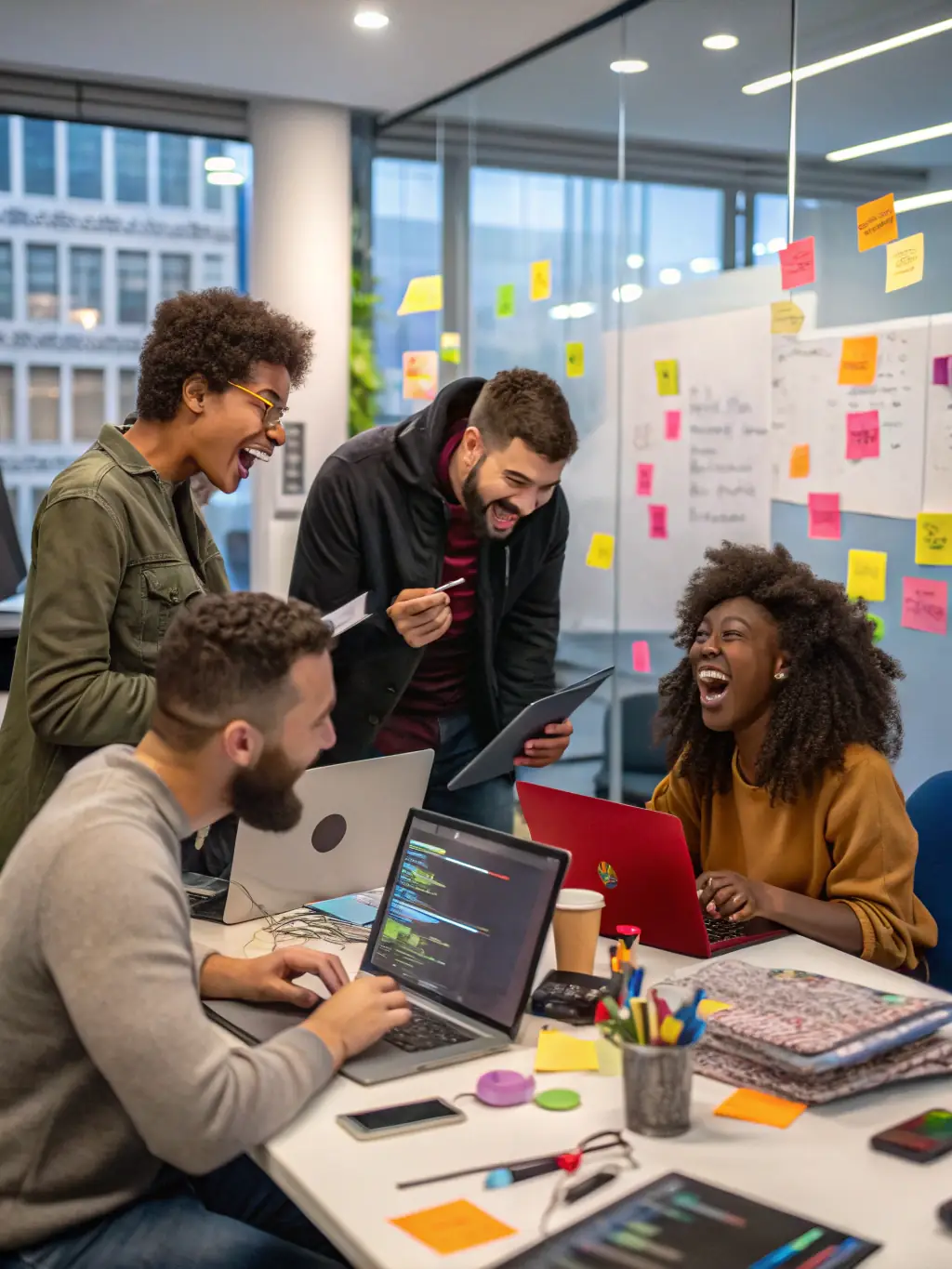 A team of developers collaborating on lines of code, illustrating the technical expertise behind Karan Web Solutions' web development services.