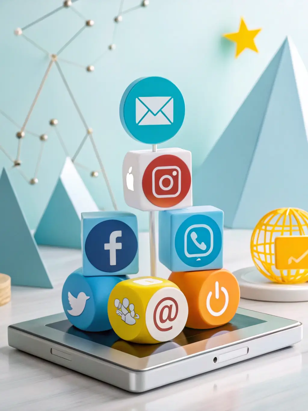 A graphic depicting various digital marketing channels converging, symbolizing comprehensive online strategies for business growth.