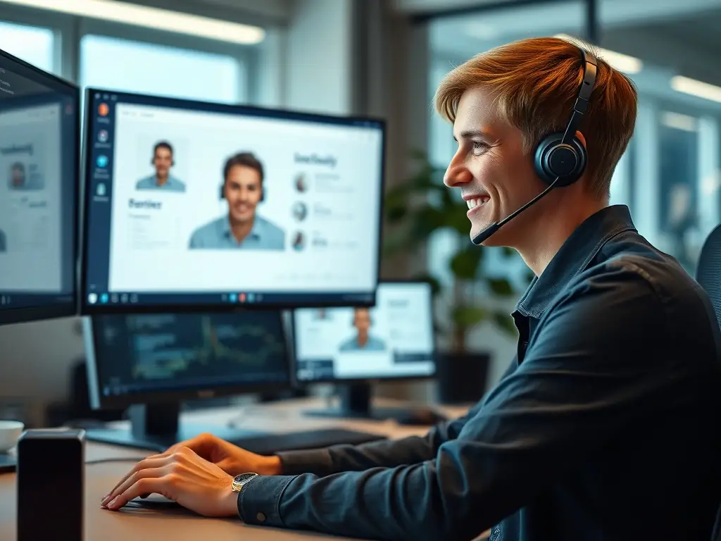 A support team member assisting a client via video call, emphasizing Karan Web Solutions' commitment to customer support.